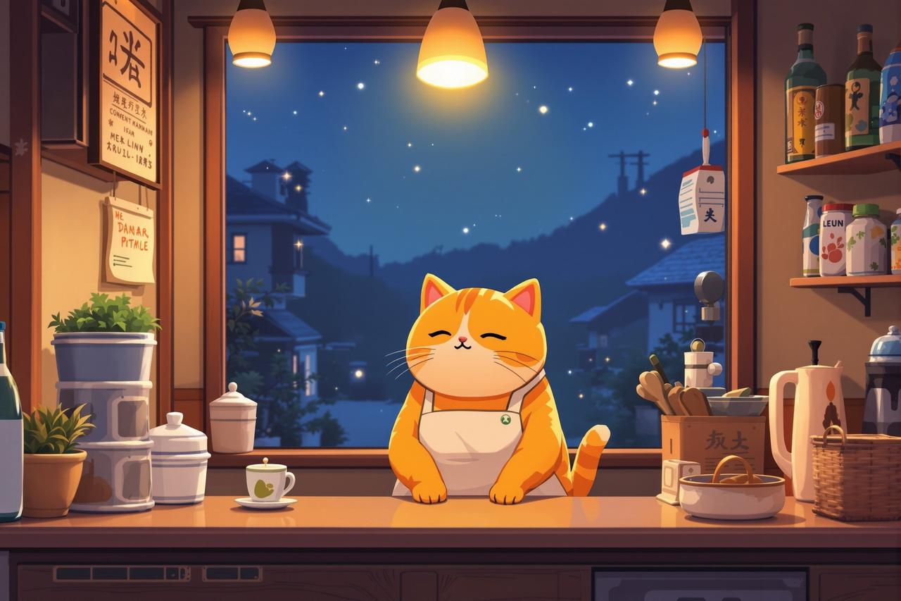 聚合夸克短剧 - 深夜食堂·猫町篇 - 深夜疗愈动漫短剧封面